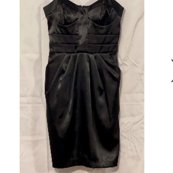 🔥Satin Corset Top Spaghetti Strap Black Mini Dress - Picture 3 of 7